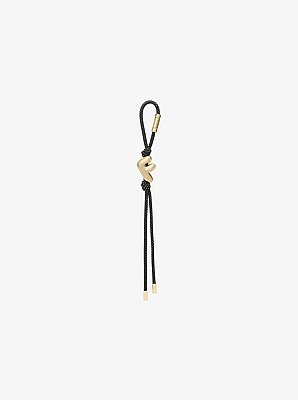 Initial Gold-Tone and Speckled Cord Bag Charm