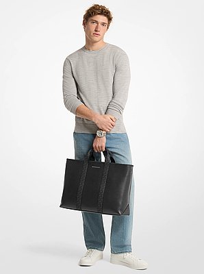 Sac fourre-tout Cooper de taille moyenne en cuir grain&eacute; &agrave; logo Signature