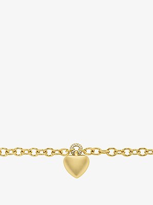 Pav&eacute; Puffy Heart Pendant Bracelet
