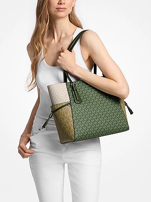 Voyager Large Color-Block Signature Logo Tote Bag