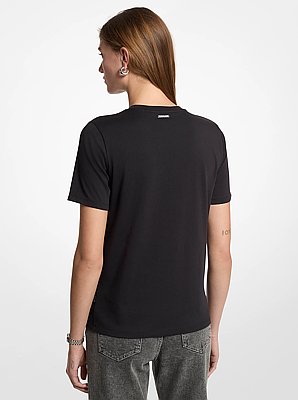 Embellished Logo Cotton Jersey T-Shirt