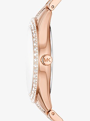 Harlowe Pav&eacute; Rose Gold-Tone Watch