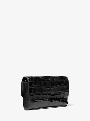 Tribeca Crocodile Embossed Leather Convertible Crossbody Bag