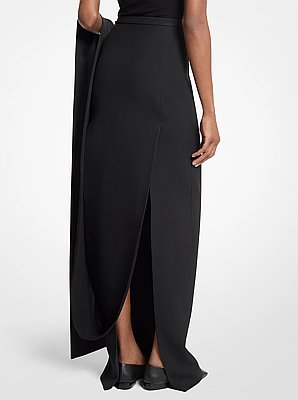 Double Crepe Sabl&eacute; Tuxedo Pencil Skirt With Train