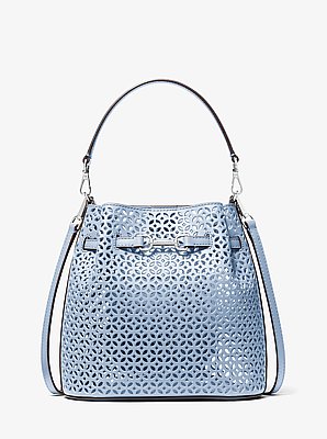 Carson Small Floral Laser Cut Bucket Crossbody Bag