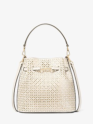 Carson Small Floral Laser Cut Bucket Crossbody Bag