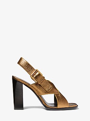 Jasmine Metallic Lizard Embossed Leather Sandal