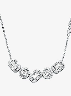 Collar de plata de ley chapado en metal precioso con pav&eacute;