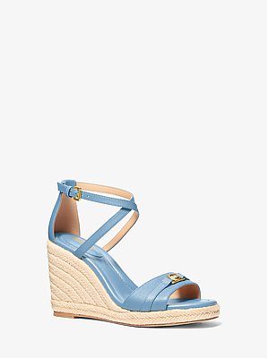 Mandy Saffiano Leather Wedge Sandal