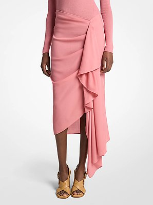 Wool Crepe Cascade Skirt