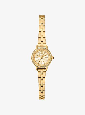 Reloj Melissa micro en tono dorado con pav&eacute;