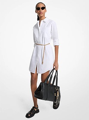 Abito chemisier in cotone stretch con cintura