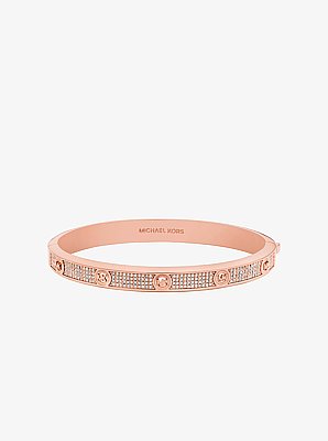 Pulsera r&iacute;gida con logotipo y detalles pav&eacute;