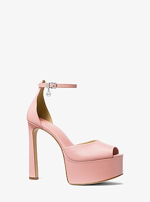 Zapato de sal&oacute;n peep-toe Martina de piel con plataforma