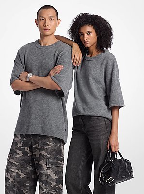 Kurz&auml;rmliger Sweater aus Kaschmir-Wollgemisch