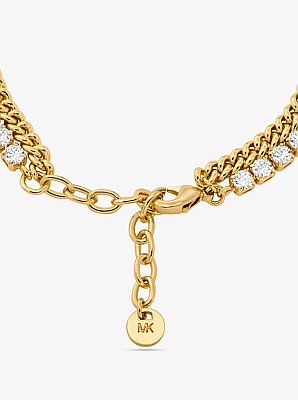 Precious Metal-Plated Brass Double Chain Tennis Bracelet