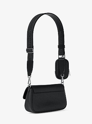 Bandolera Jet Set Travel peque&ntilde;a de piel granulada con funda