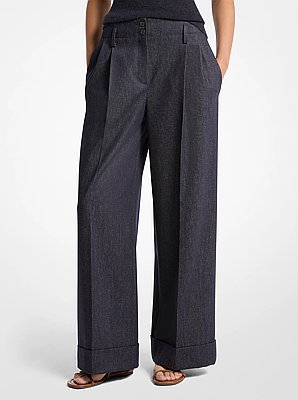 Denim Wool Cuffed Trousers