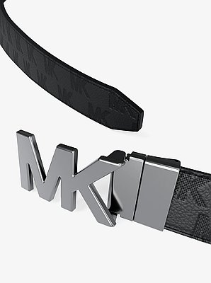 Cintura reversibile in pelle con logo goffrato e fibbia