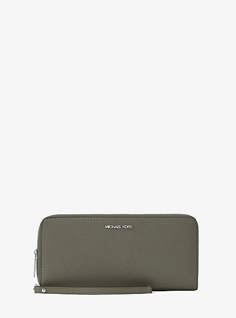 Cartera Continental grande de piel granulada