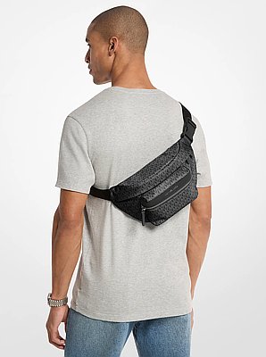 Signature Logo Print Woven Belt Bag
