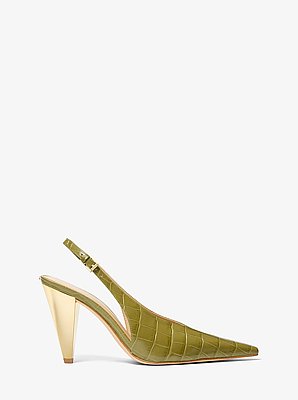 Electra Crocodile Embossed Leather Slingback Pump