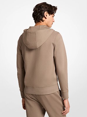 Hoodie en m&eacute;lange de coton &agrave; fermeture &eacute;clair et &agrave; logo