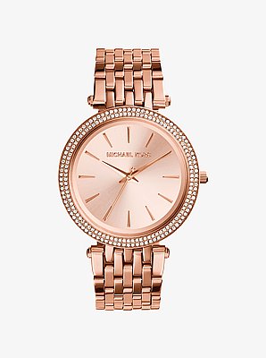 Reloj Darci en tono dorado rosa con pav&eacute;