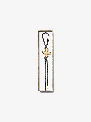 Initial Gold-Tone and Speckled Cord Bag Charm