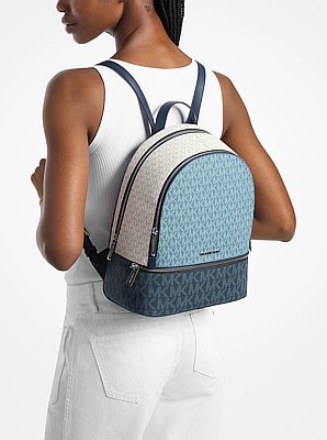 Rhea Medium Color-Block Signature Logo Backpack