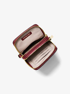 Bandolera Jet Set peque&ntilde;a de piel granulada para tel&eacute;fono