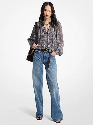 Metallic Printed Georgette Blouse