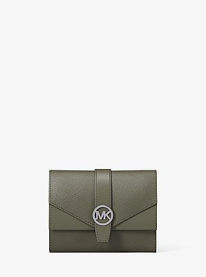 Billetera Greenwich mediana con tres pliegues de piel