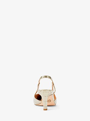 Zapato de sal&oacute;n Alora de piel metalizada con relieve de cocodrilo y tal&oacute;n descubierto