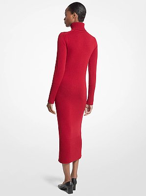 Vestido tipo su&eacute;ter de cuello alto de cachemira