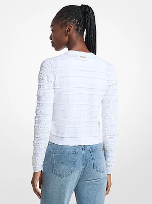 Floral Embellished Stretch Knit Cardigan