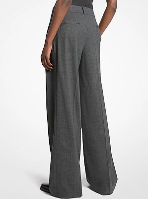 Stretch Wool Pleated Trousers