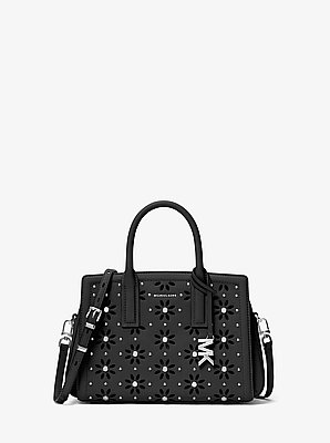 Laila Small Embellished Laser Cut Leather Satchel