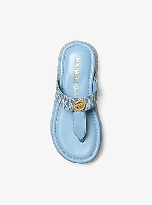 Koya Signature Logo Denim Platform Flip Flop