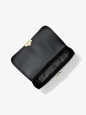 Borsa a spalla Tribeca grande in pelle stampa serpente