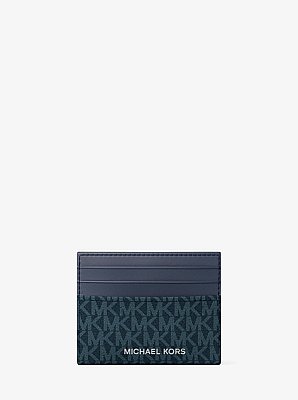 Pebbled Leather Billfold Wallet and Signature Logo Card Case Gift Set