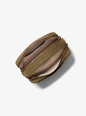 Camera bag a tracolla Bryant media in pelle scamosciata intrecciata