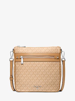 Jet Set Large Logo Print Woven Crossbody Bag