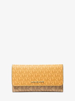 Jet Set Large Signature Logo Tri-Fold Wallet