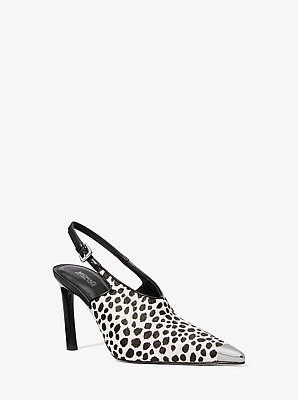 D&eacute;collet&eacute; Kasia slingback in pelle effetto cavallino stampa maculata