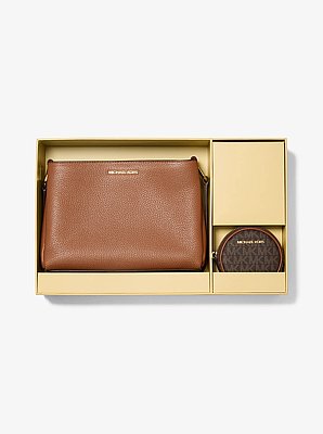 Trisha Pebbled Leather Crossbody Bag With Pouch Gift Set