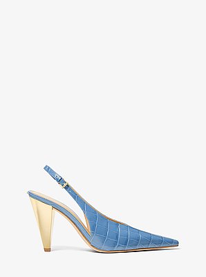 Electra Crocodile Embossed Leather Slingback Pump