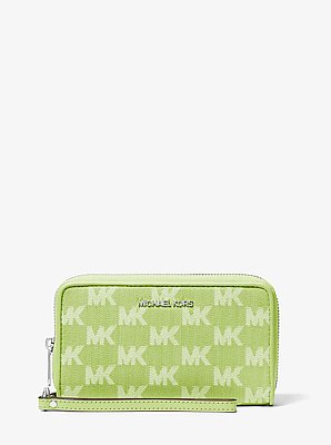 Jet Set Travel Large Logo Jacquard Denim Smartphone Wristlet