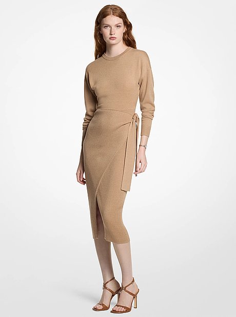 Robe mi-longue portefeuille en tricot
