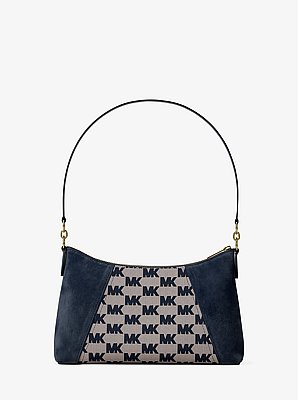 Sienna Medium Logo Jacquard and Suede Convertible Crossbody Bag